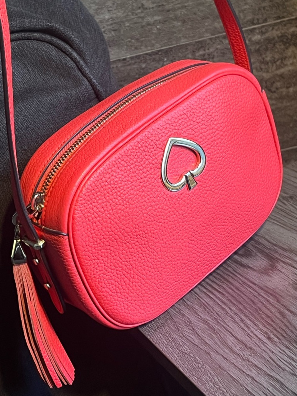 Kate Spade ‘Kourtney’ Pebbled Leather Camera Bag Crossbody in ‘Stoplight’ colour